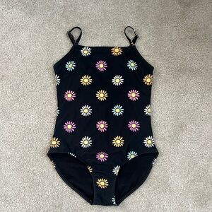 Old Navy Kids Black Floral One Piece Swimsuit